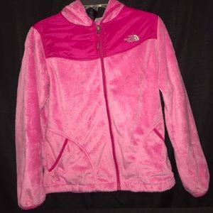 Pink North Face Fuzzy Fleece Jacket